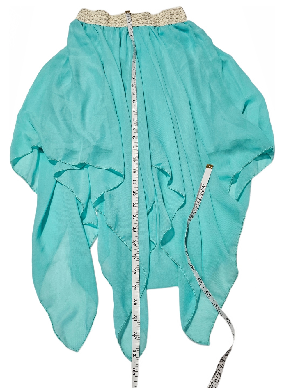 Women's Fairycore Handkerchief Hem Sheer Skirt Aqua with Cream Waistband  Rue21 - Picture 10 of 14